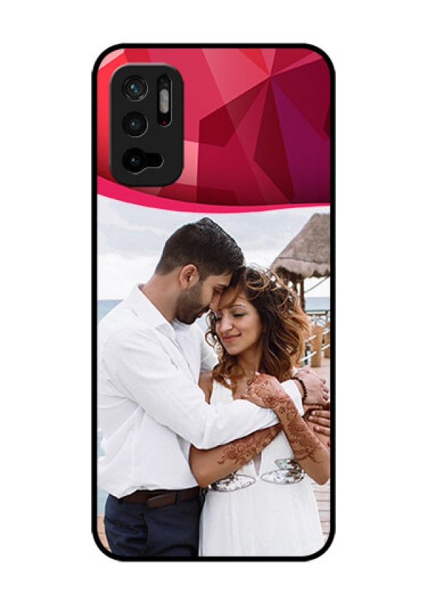 Redmi Note 10T 5G Custom Glass Mobile Case - Red Abstract Design