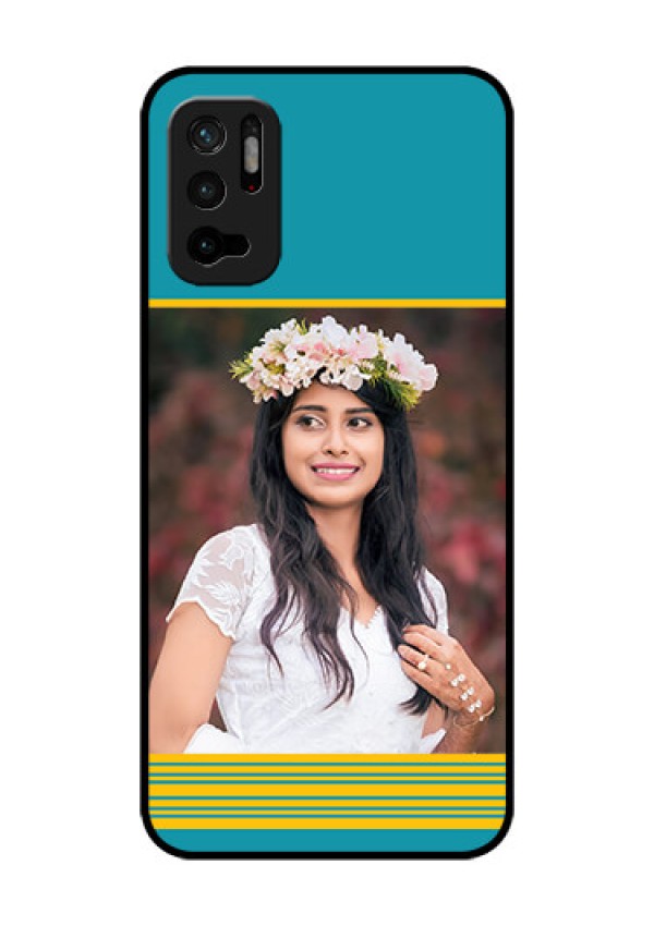 Redmi Note 10T 5G Custom Glass Phone Case - Yellow & Blue Design 