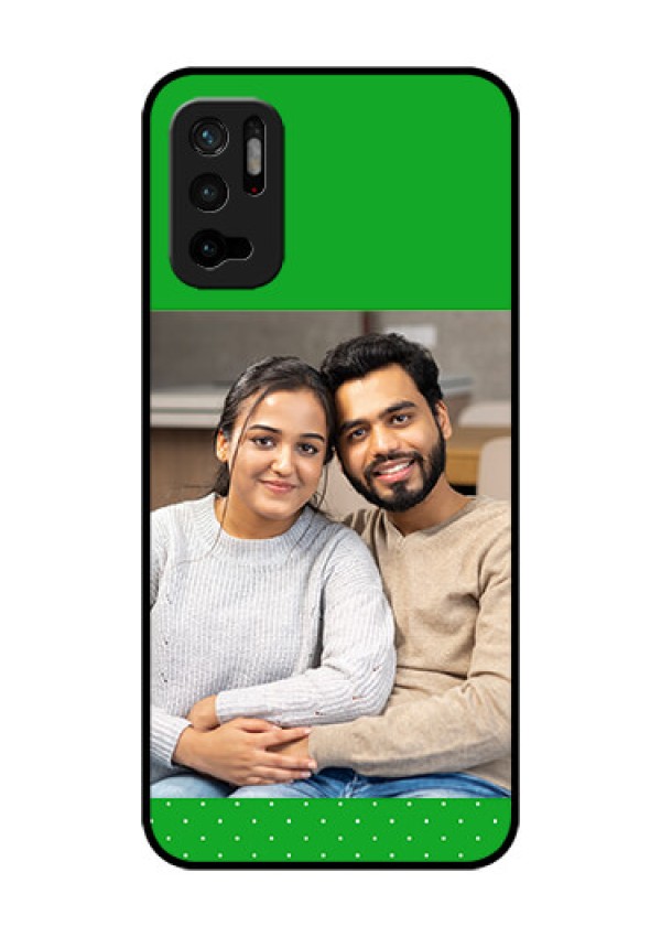 Redmi Note 10T 5G Personalized Glass Phone Case - Green Pattern Design