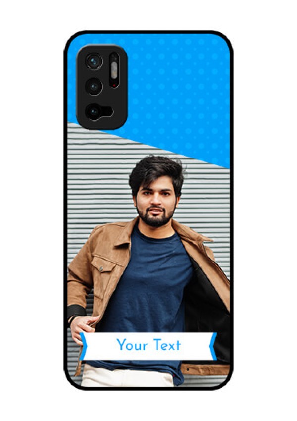 Redmi Note 10T 5G Photo Printing on Glass Case - Simple Blue Color Design