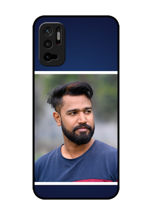 Redmi Note 10T 5G Personalized Glass Phone Case - Simple Royal Blue Design