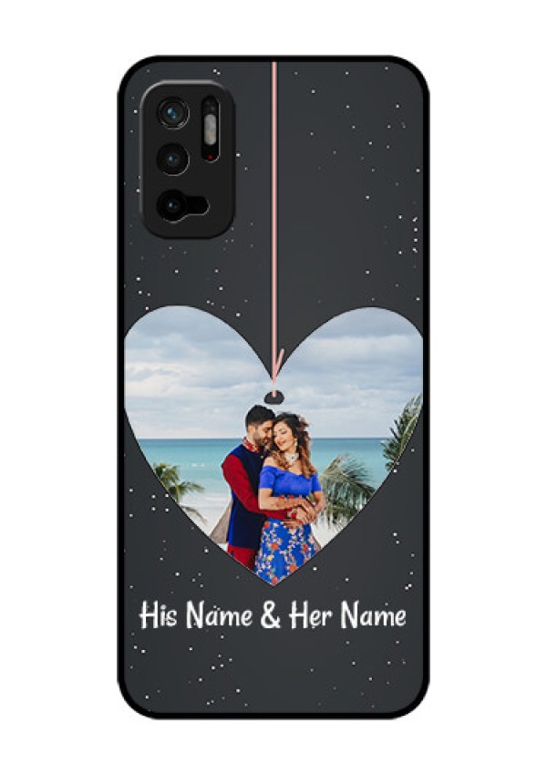 Redmi Note 10T 5G Custom Glass Phone Case - Hanging Heart Design