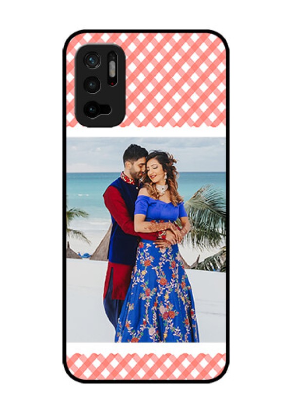 Redmi Note 10T 5G Personalized Glass Phone Case - Pink Pattern Design