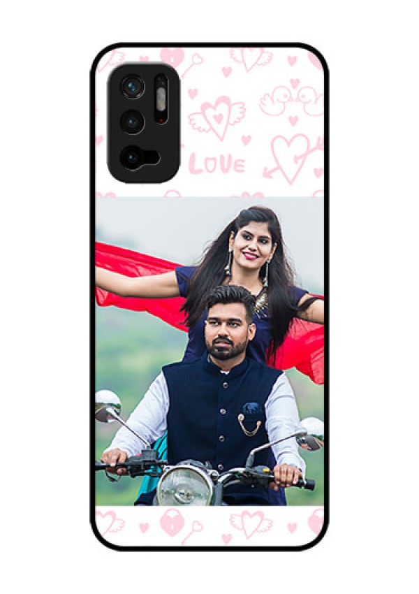 Redmi Note 10T 5G Custom Glass Mobile Case - Pink Flying Heart Design