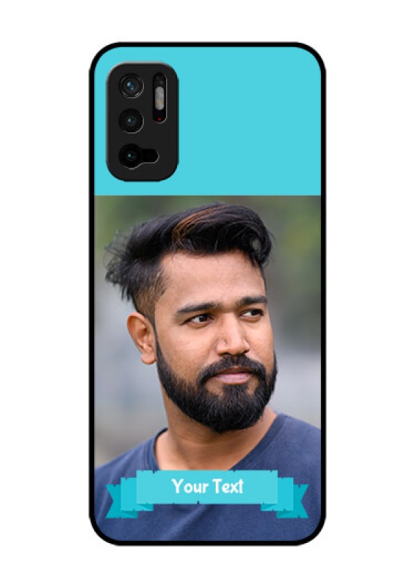 Redmi Note 10T 5G Personalized Glass Phone Case - Simple Blue Color Design