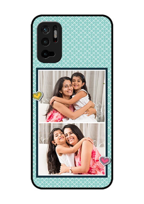 Redmi Note 10T 5G Custom Glass Phone Case - 2 Image Holder with Pattern Design