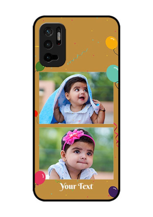 Redmi Note 10T 5G Personalized Glass Phone Case - Image Holder with Birthday Celebrations Design