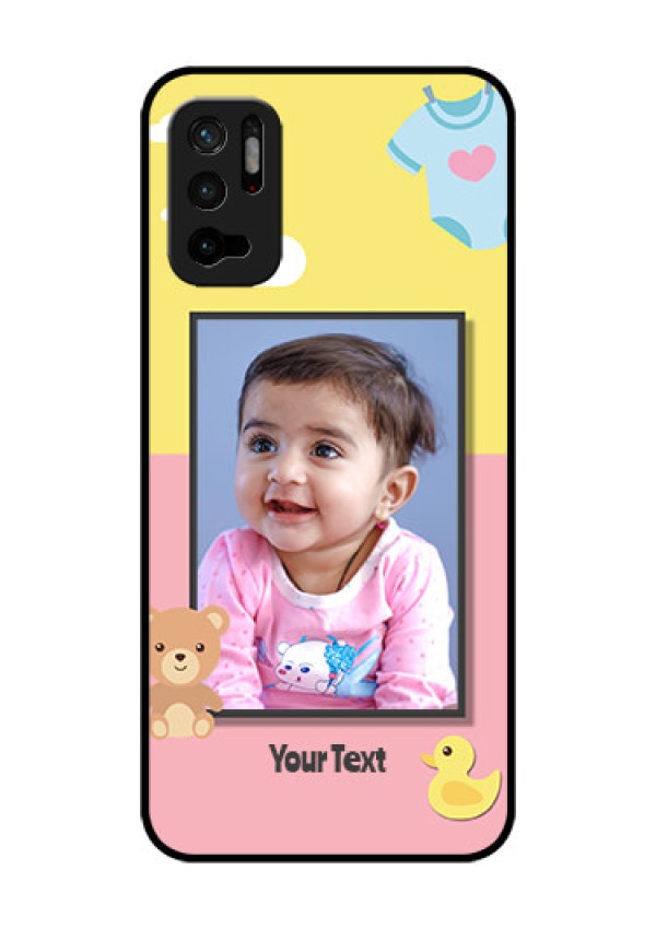 Redmi Note 10T 5G Photo Printing on Glass Case - Kids 2 Color Design