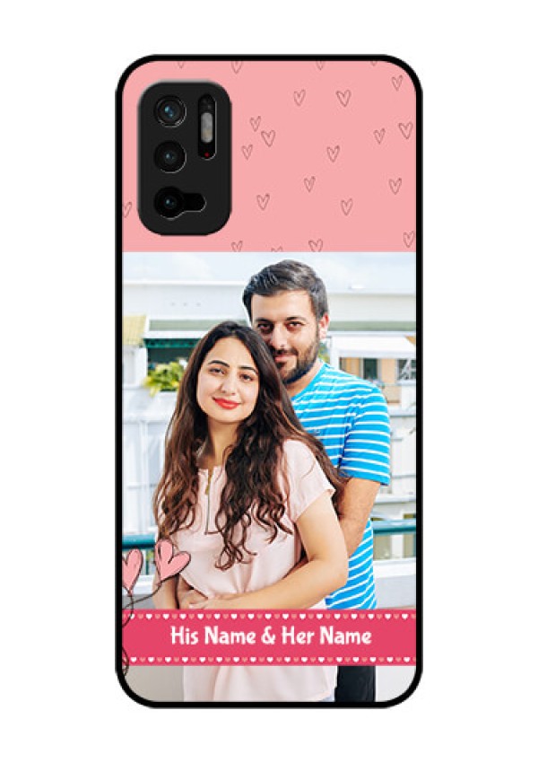 Redmi Note 10T 5G Personalized Glass Phone Case - Love Design Peach Color
