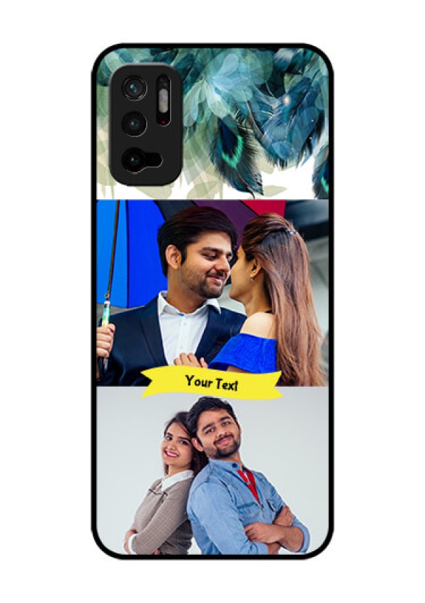 Redmi Note 10T 5G Personalized Glass Phone Case - Image with Boho Peacock Feather Design