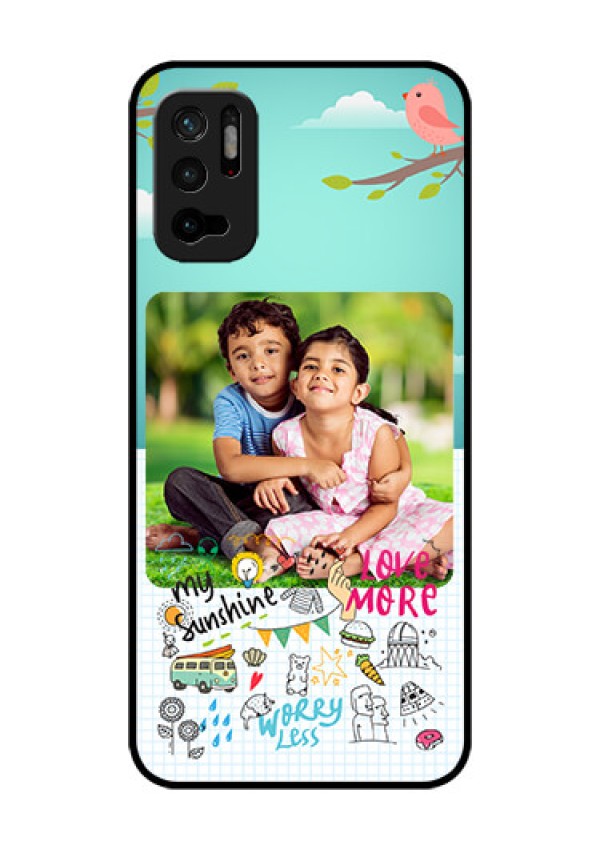 Redmi Note 10T 5G Photo Printing on Glass Case - Doodle love Design
