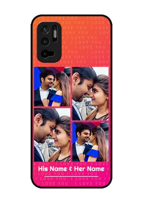Redmi Note 10T 5G Custom Glass Phone Case - I Love You Pink Design