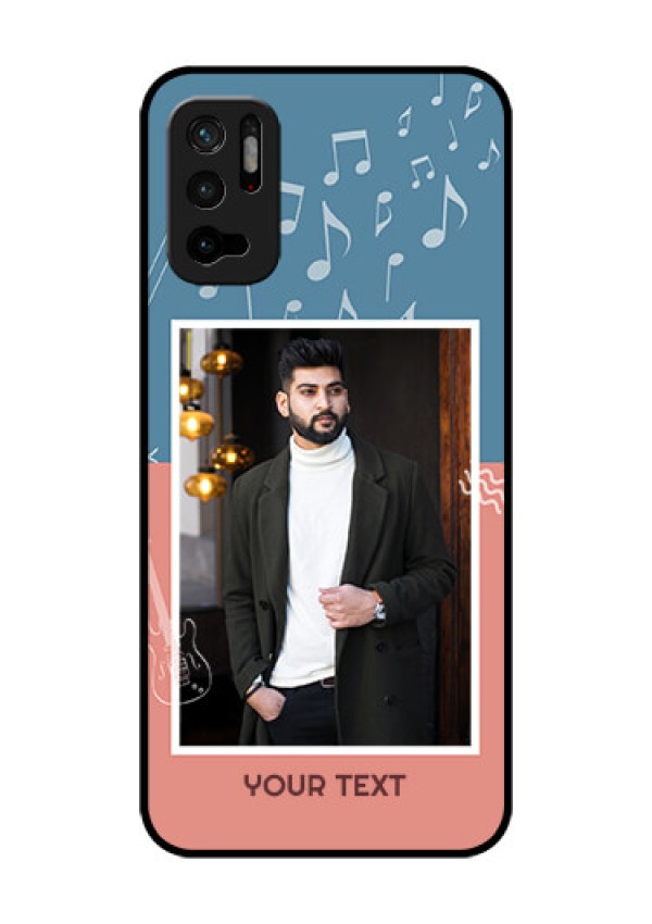 Redmi Note 10T 5G Photo Printing on Glass Case - with Color Musical Note Design
