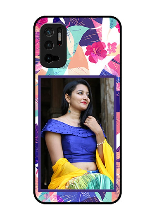 Redmi Note 10T 5G Custom Glass Mobile Case - Abstract Floral Design