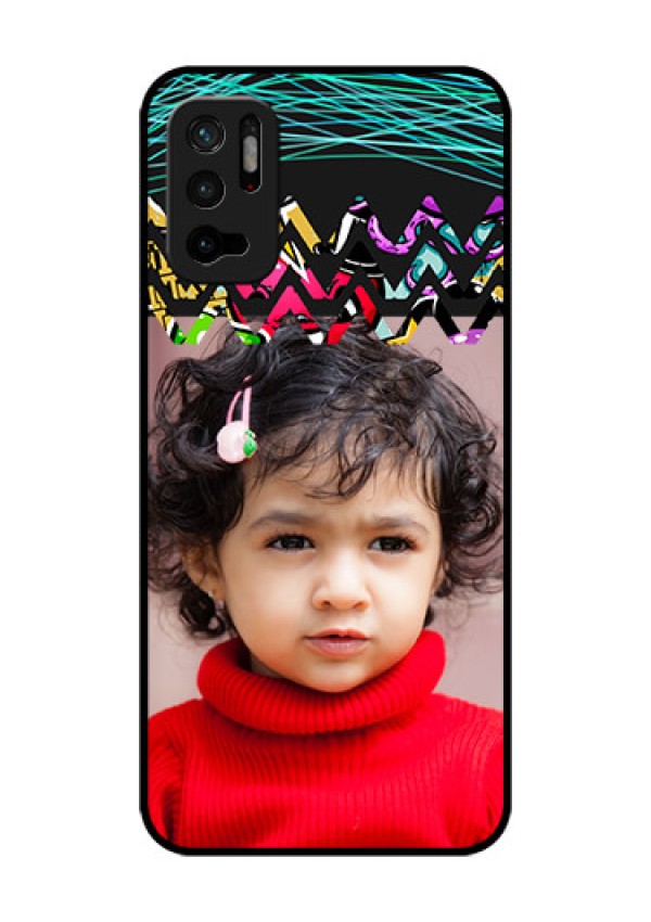 Redmi Note 10T 5G Personalized Glass Phone Case - Neon Abstract Design