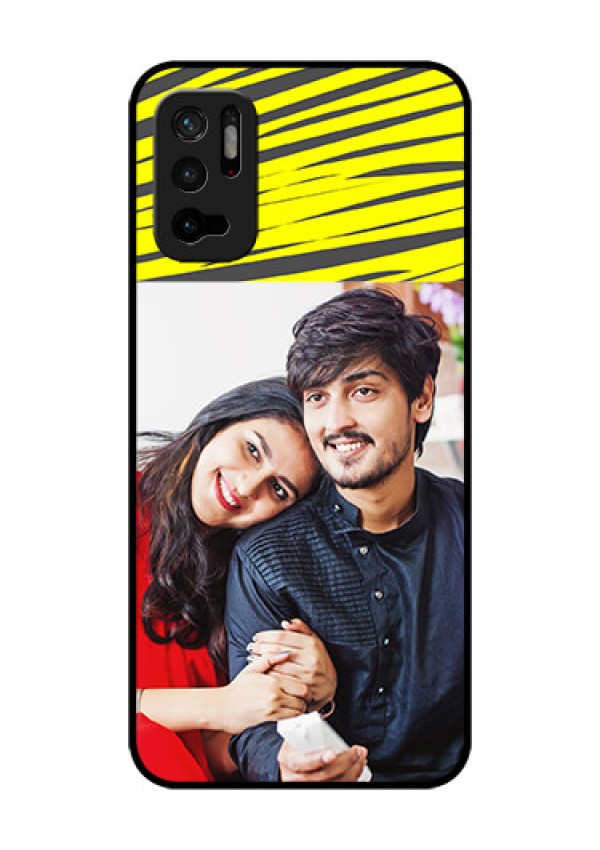 Redmi Note 10T 5G Photo Printing on Glass Case - Yellow Abstract Design