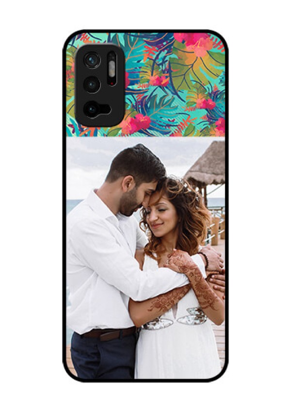 Redmi Note 10T 5G Photo Printing on Glass Case - Watercolor Floral Design