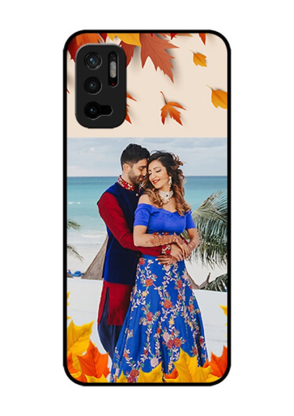 Redmi Note 10T 5G Photo Printing on Glass Case - Autumn Maple Leaves Design