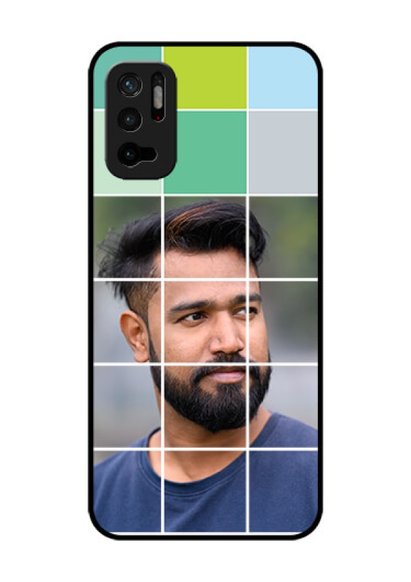 Redmi Note 10T 5G Photo Printing on Glass Case - with white box pattern 