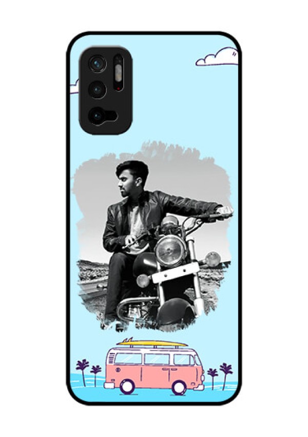 Redmi Note 10T 5G Photo Printing on Glass Case - Travel & Adventure Design