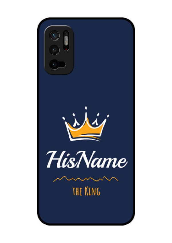 Redmi Note 10T 5G Glass Phone Case King with Name