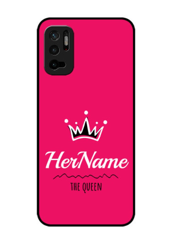 Redmi Note 10T 5G Glass Phone Case Queen with Name