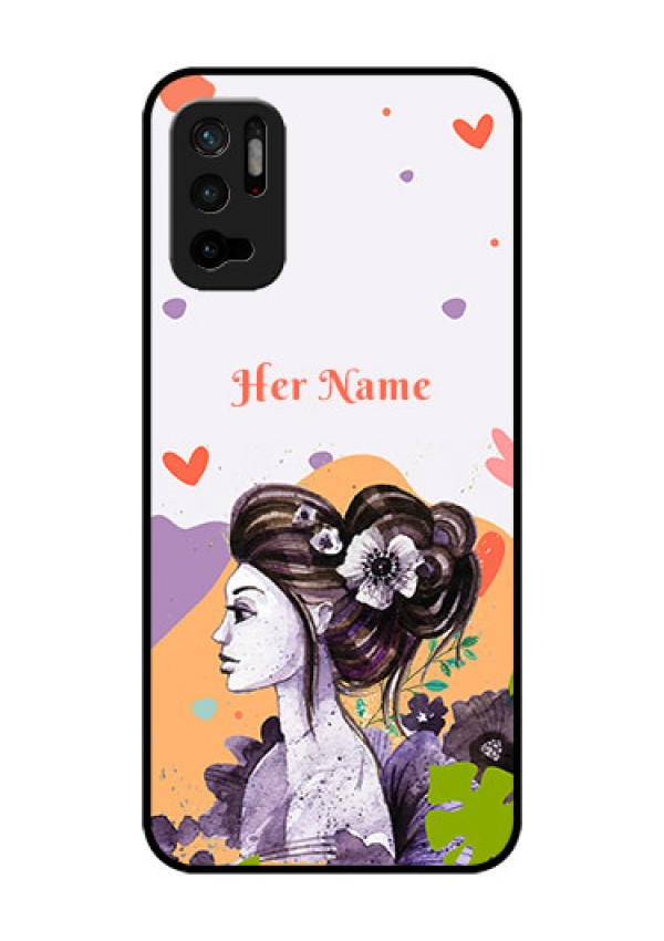 Xiaomi Redmi Note 10T 5G Personalized Glass Phone Case - Woman And Nature Design