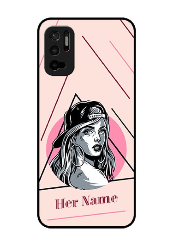 Xiaomi Redmi Note 10T 5G Personalized Glass Phone Case - Rockstar Girl Design