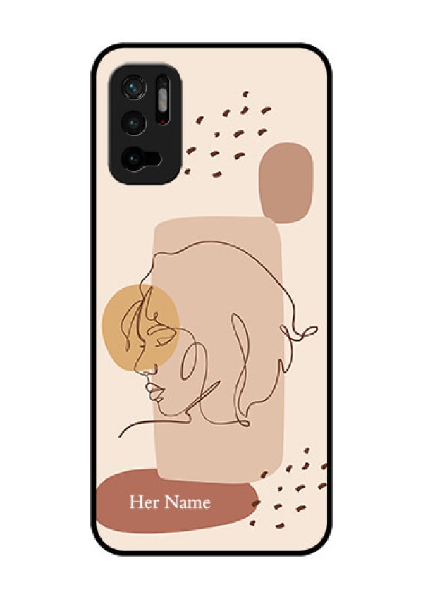 Xiaomi Redmi Note 10T 5G Photo Printing on Glass Case - Calm Woman line art Design
