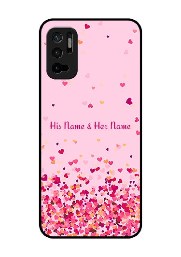 Xiaomi Redmi Note 10T 5G Photo Printing on Glass Case - Floating Hearts Design
