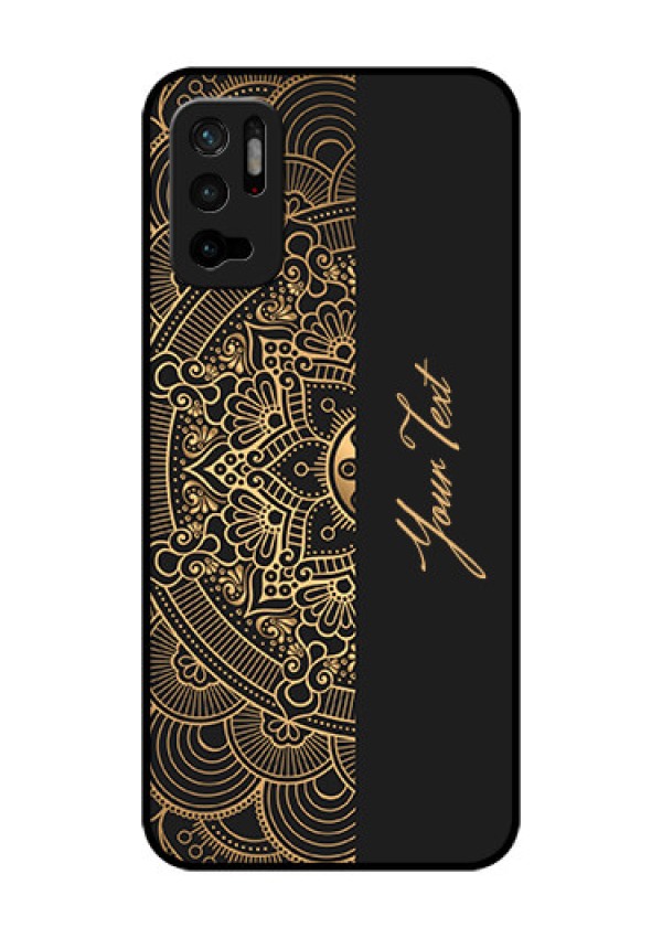 Xiaomi Redmi Note 10T 5G Photo Printing on Glass Case - Mandala art with custom text Design