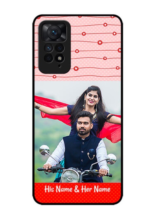 Redmi Note 11 Pro 5G Personalized Glass Phone Case - Red Pattern Case Design