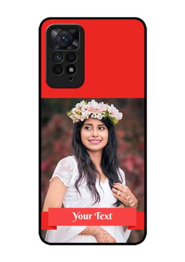 Redmi Note 11 Pro 5G Custom Glass Phone Case - Simple Red Color Design