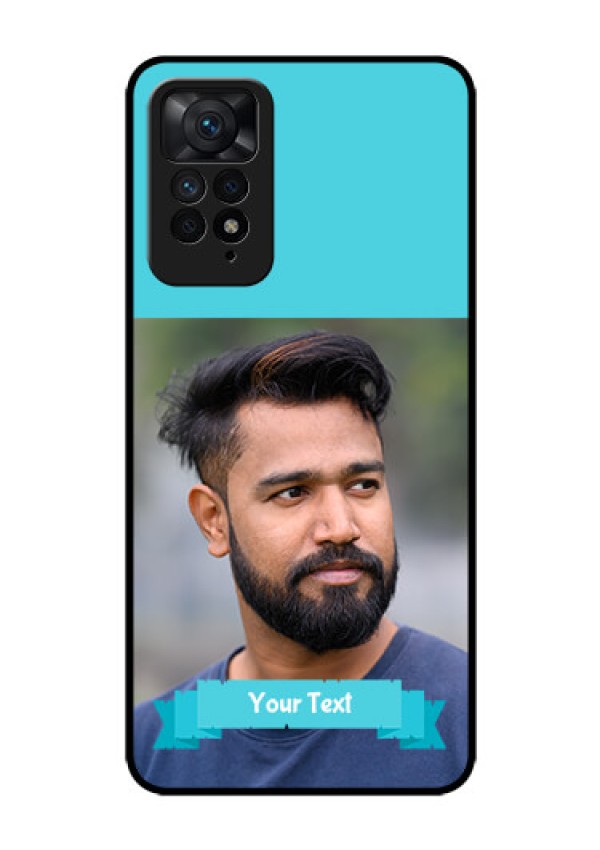 Redmi Note 11 Pro 5G Personalized Glass Phone Case - Simple Blue Color Design