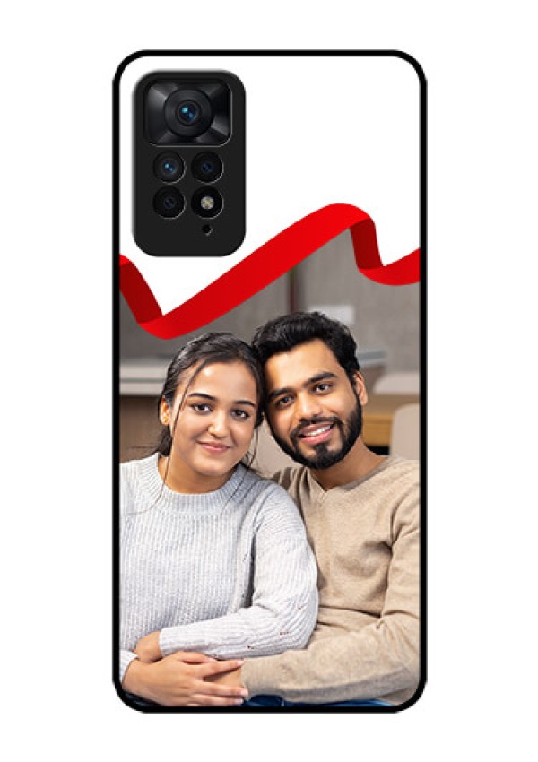 Redmi Note 11 Pro 5G Photo Printing on Glass Case - Red Ribbon Frame Design