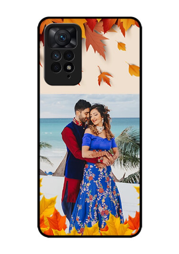 Redmi Note 11 Pro 5G Photo Printing on Glass Case - Autumn Maple Leaves Design
