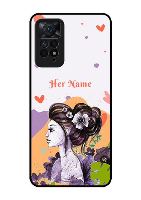 Xiaomi Redmi Note 11 Pro 5G Personalized Glass Phone Case - Woman And Nature Design