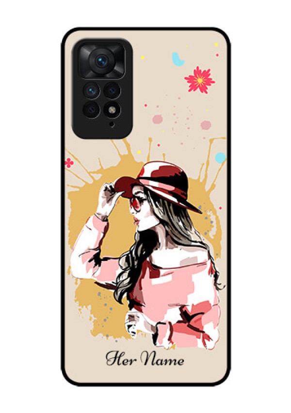 Xiaomi Redmi Note 11 Pro 5G Photo Printing on Glass Case - Women with pink hat Design