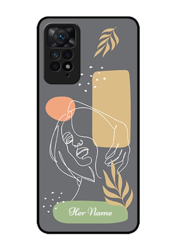 Xiaomi Redmi Note 11 Pro 5G Custom Glass Phone Case - Gazing Woman line art Design