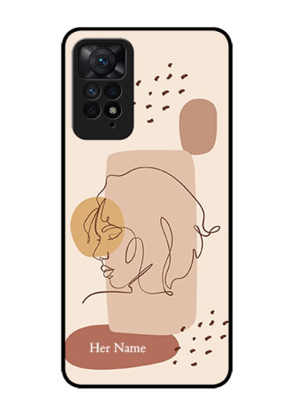 Xiaomi Redmi Note 11 Pro 5G Photo Printing on Glass Case - Calm Woman line art Design