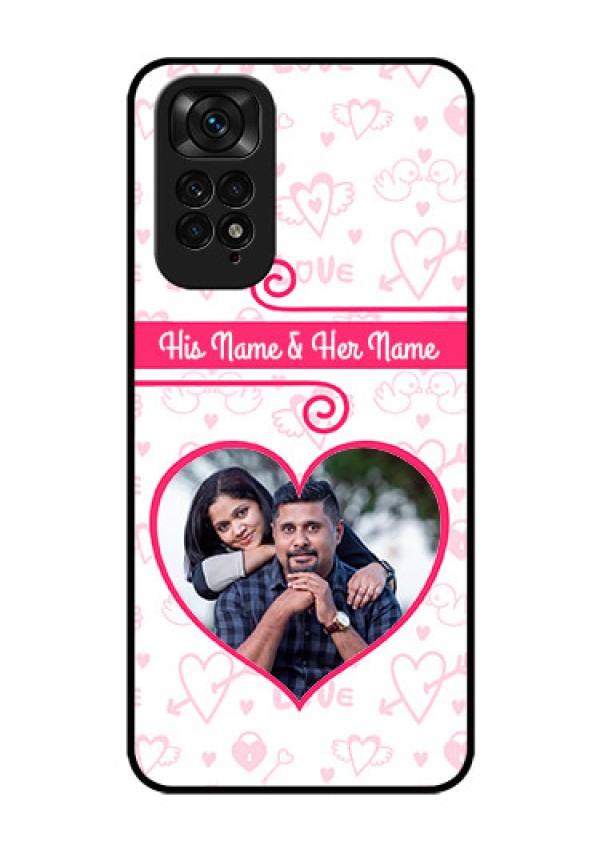 Redmi Note 11 Personalized Glass Phone Case - Heart Shape Love Design
