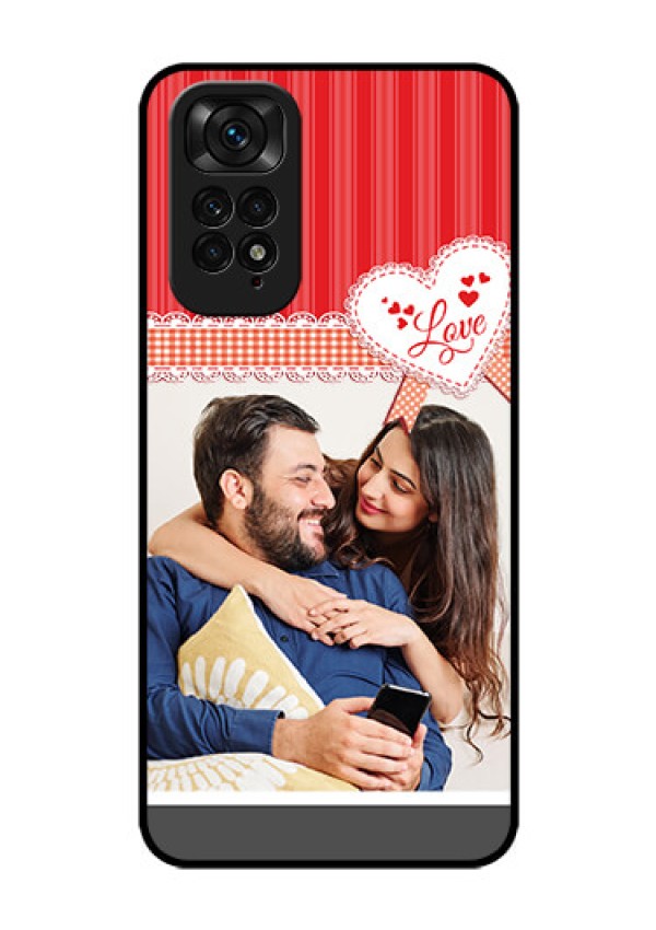 Redmi Note 11 Custom Glass Mobile Case - Red Love Pattern Design