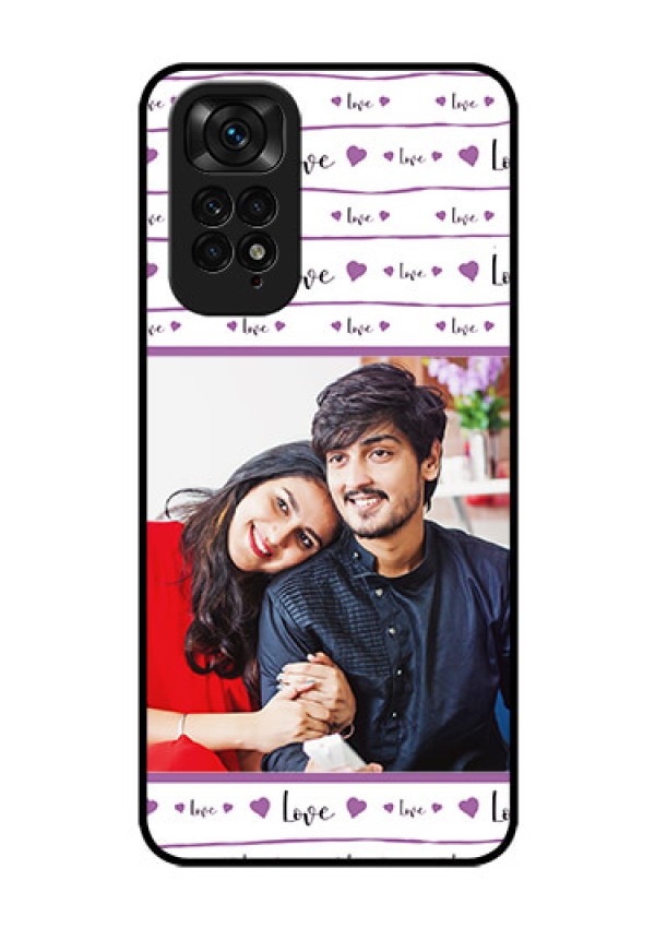 Redmi Note 11 Custom Glass Mobile Case - Couples Heart Design