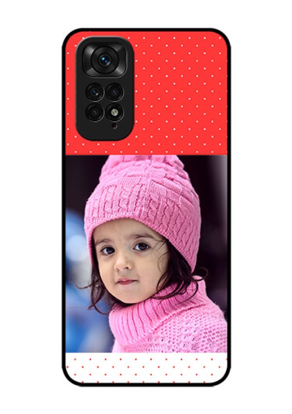 Redmi Note 11 Photo Printing on Glass Case - Red Pattern Design