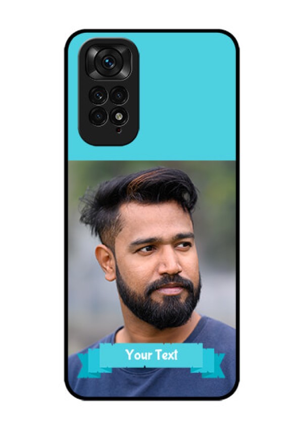 Redmi Note 11 Personalized Glass Phone Case - Simple Blue Color Design