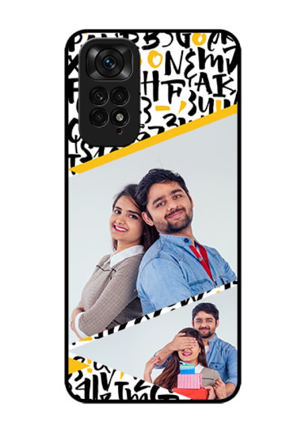 Redmi Note 11 Custom Glass Mobile Case - Letters Pattern Design