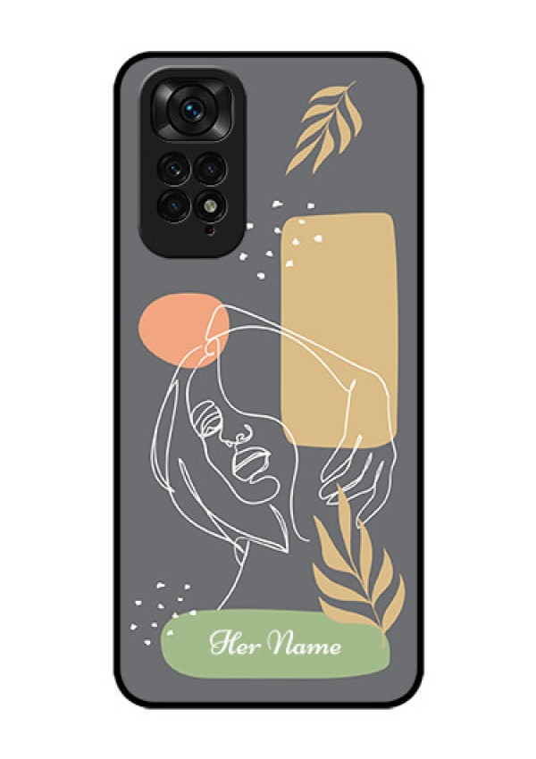 Xiaomi Redmi Note 11 Custom Glass Phone Case - Gazing Woman line art Design