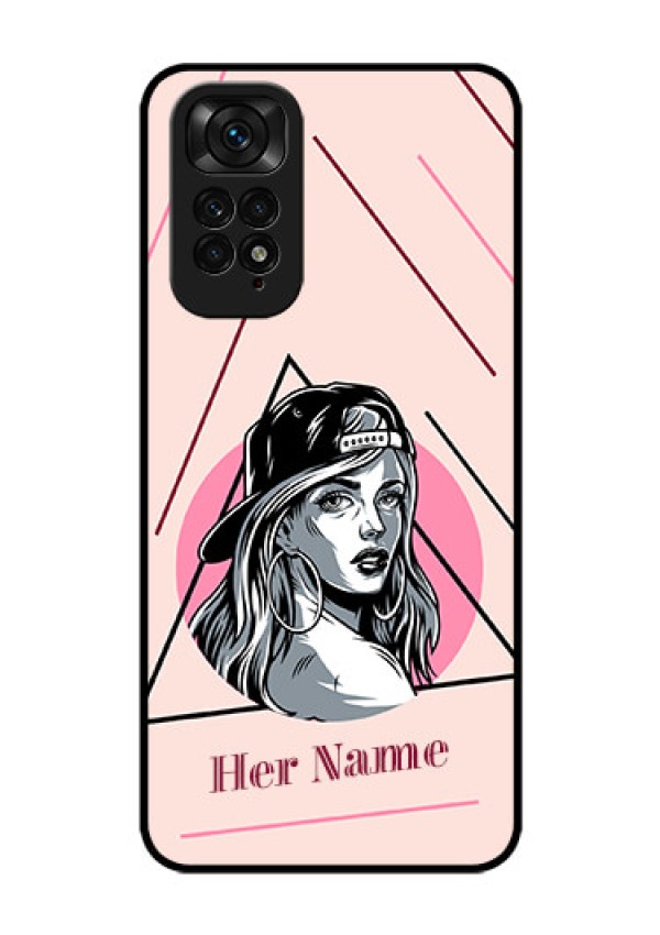 Xiaomi Redmi Note 11 Personalized Glass Phone Case - Rockstar Girl Design