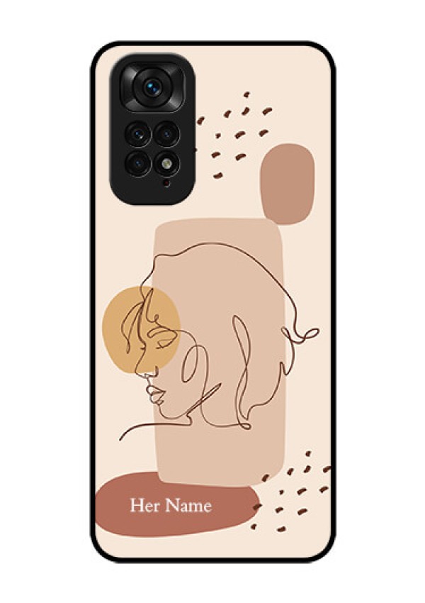 Xiaomi Redmi Note 11 Photo Printing on Glass Case - Calm Woman line art Design