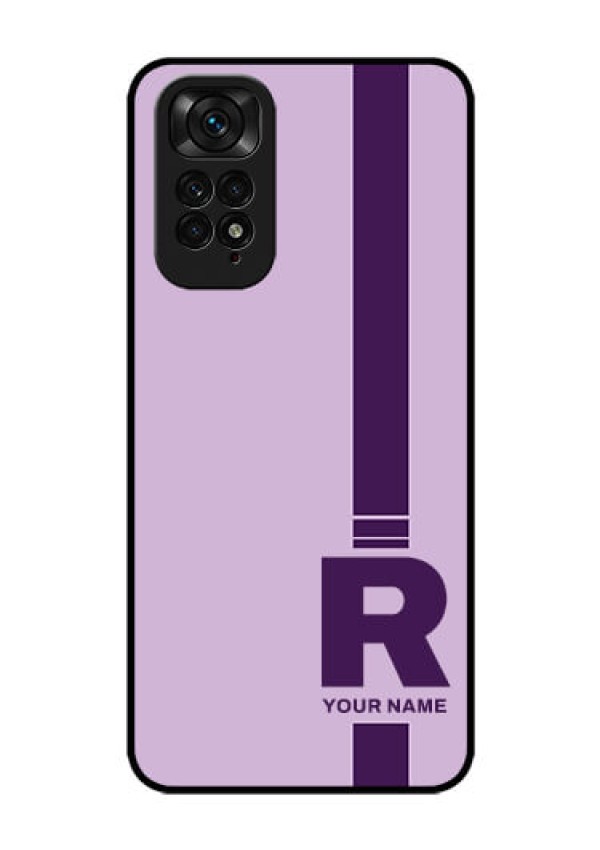 Xiaomi Redmi Note 11 Photo Printing on Glass Case - Simple dual tone stripe with name Design